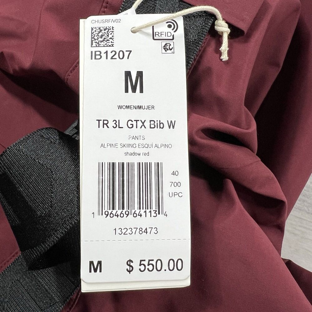 adidas Burgundy Ski Bib Pants with Black Straps - Picture 5 of 15